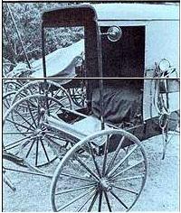 
The Pennslyvania Amish used carriages like these to get to the scene of their barn raising in Lancaster County.
